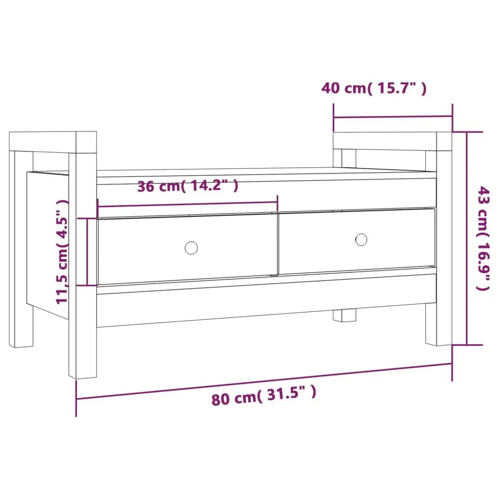 Hall Bench 80x40x43 cm Solid Wood Pine 821784