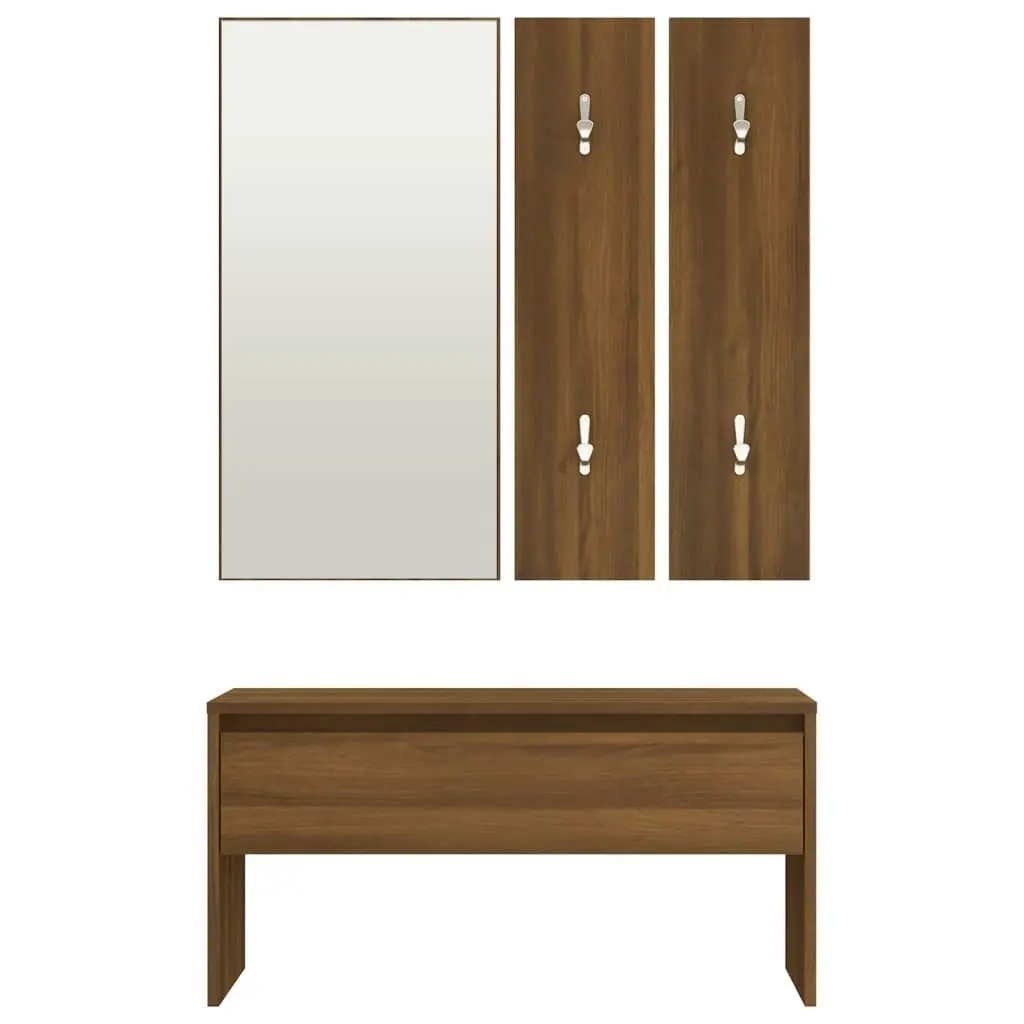 Hallway Furniture Set Brown Oak Engineered Wood 820480