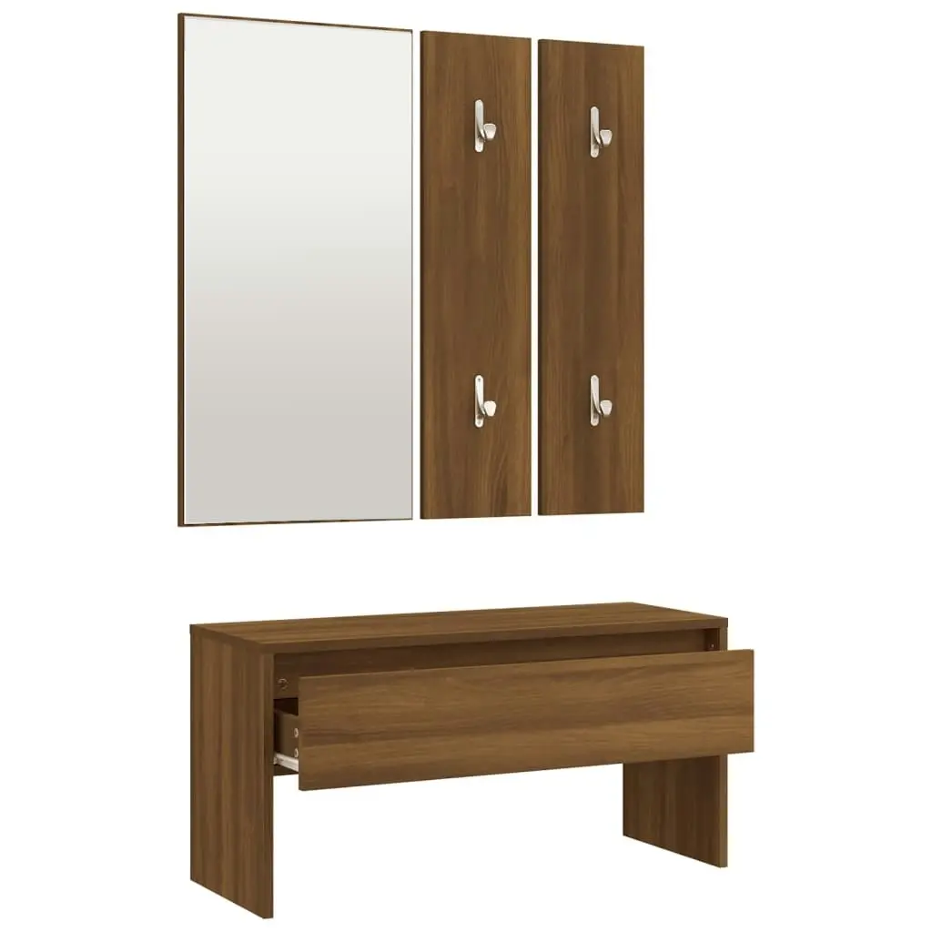 Hallway Furniture Set Brown Oak Engineered Wood 820480