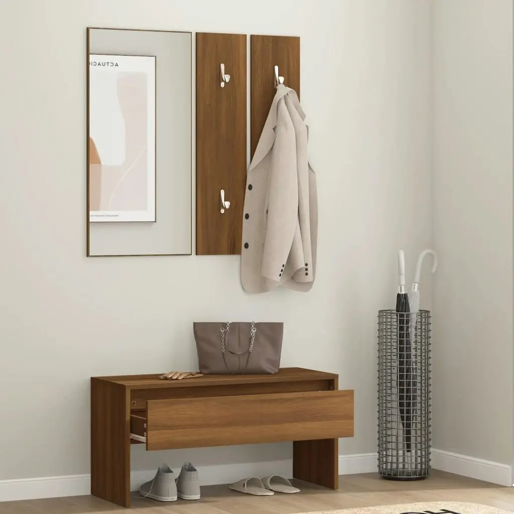 Hallway Furniture Set Brown Oak Engineered Wood 820480