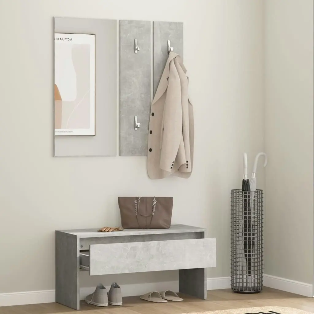 Hallway Furniture Set Concrete Grey Engineered Wood 808787