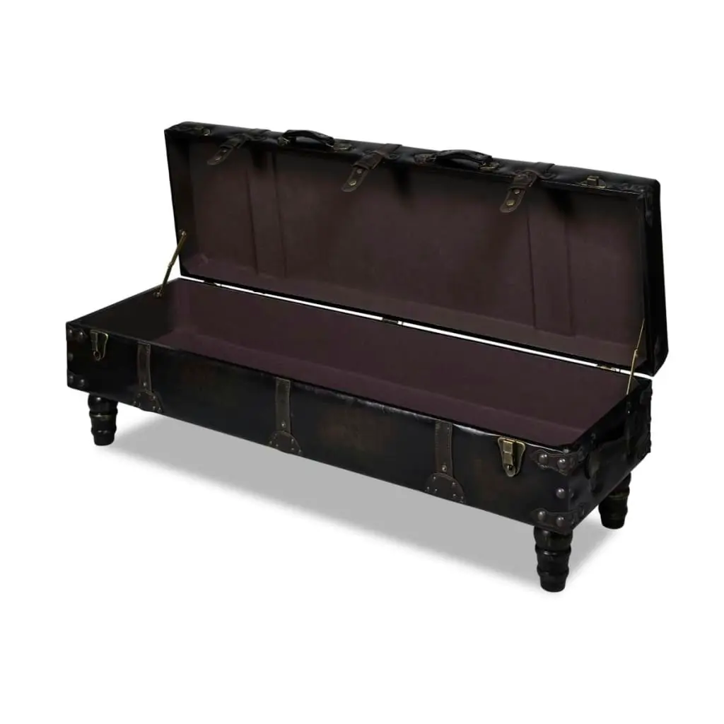 Long Storage Bench Brown MDF and Leather 240552