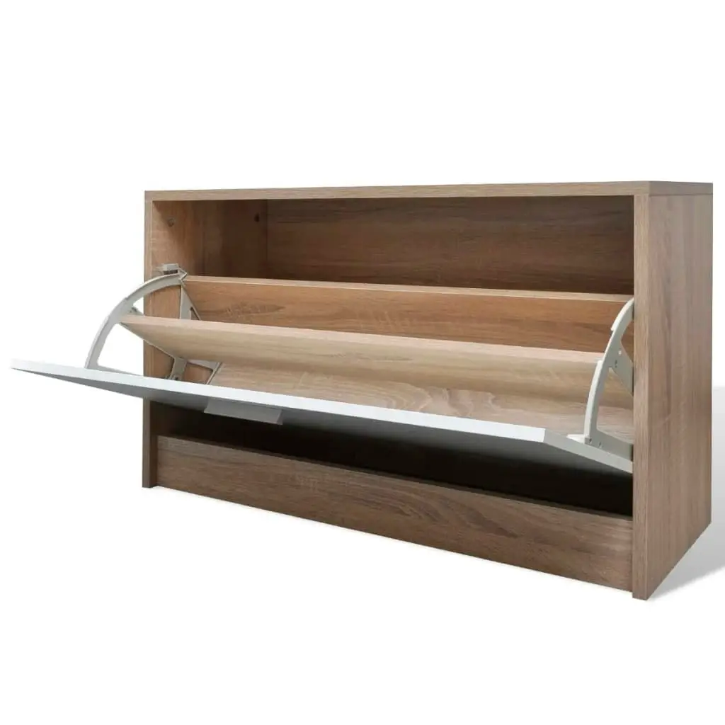 Oak and White 3-in-1 Wooden Shoe Cabinet Set 241246