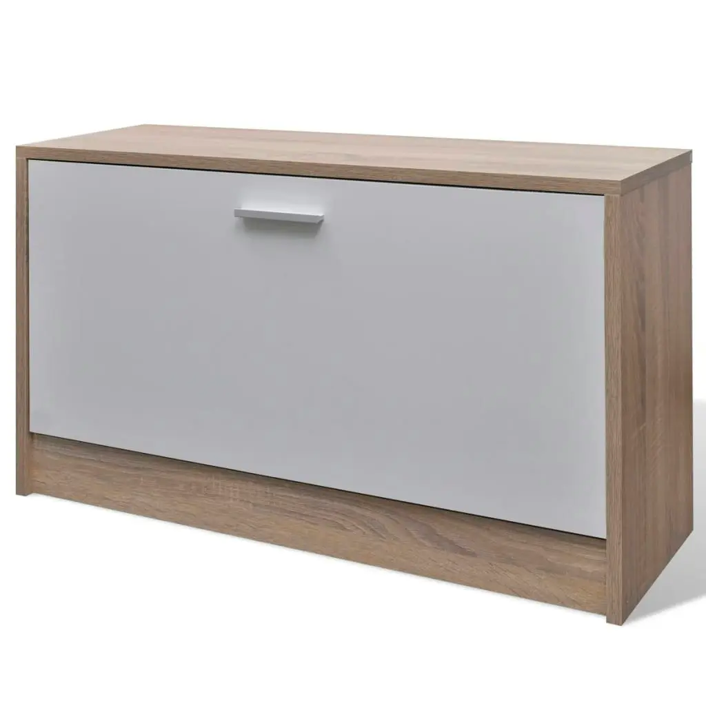 Oak and White 3-in-1 Wooden Shoe Cabinet Set 241246