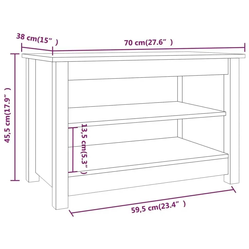 Shoe Bench 70x38x45.5 cm Solid Wood Pine 813769