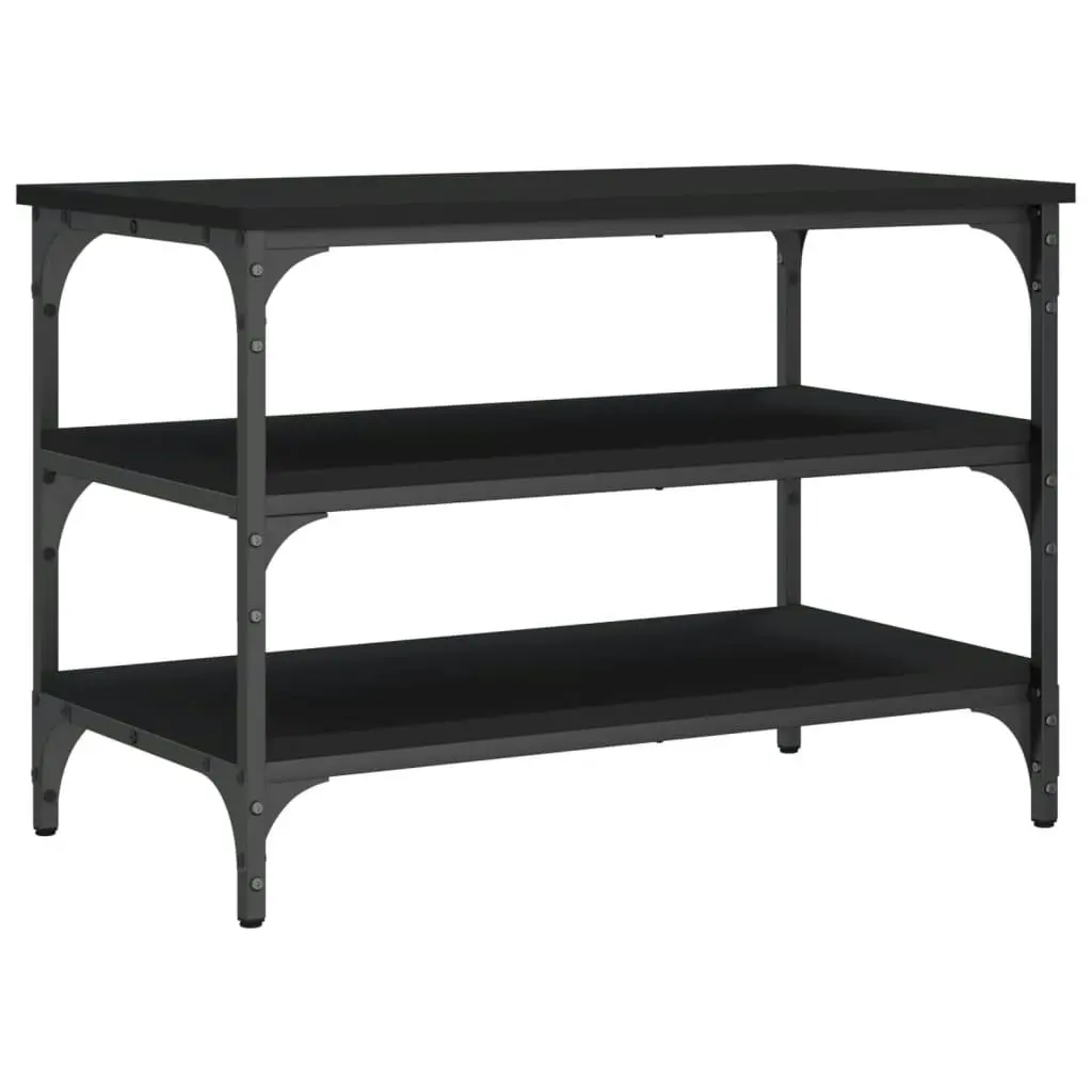 Shoe Bench Black 70x38.5x49 cm Engineered Wood 839038