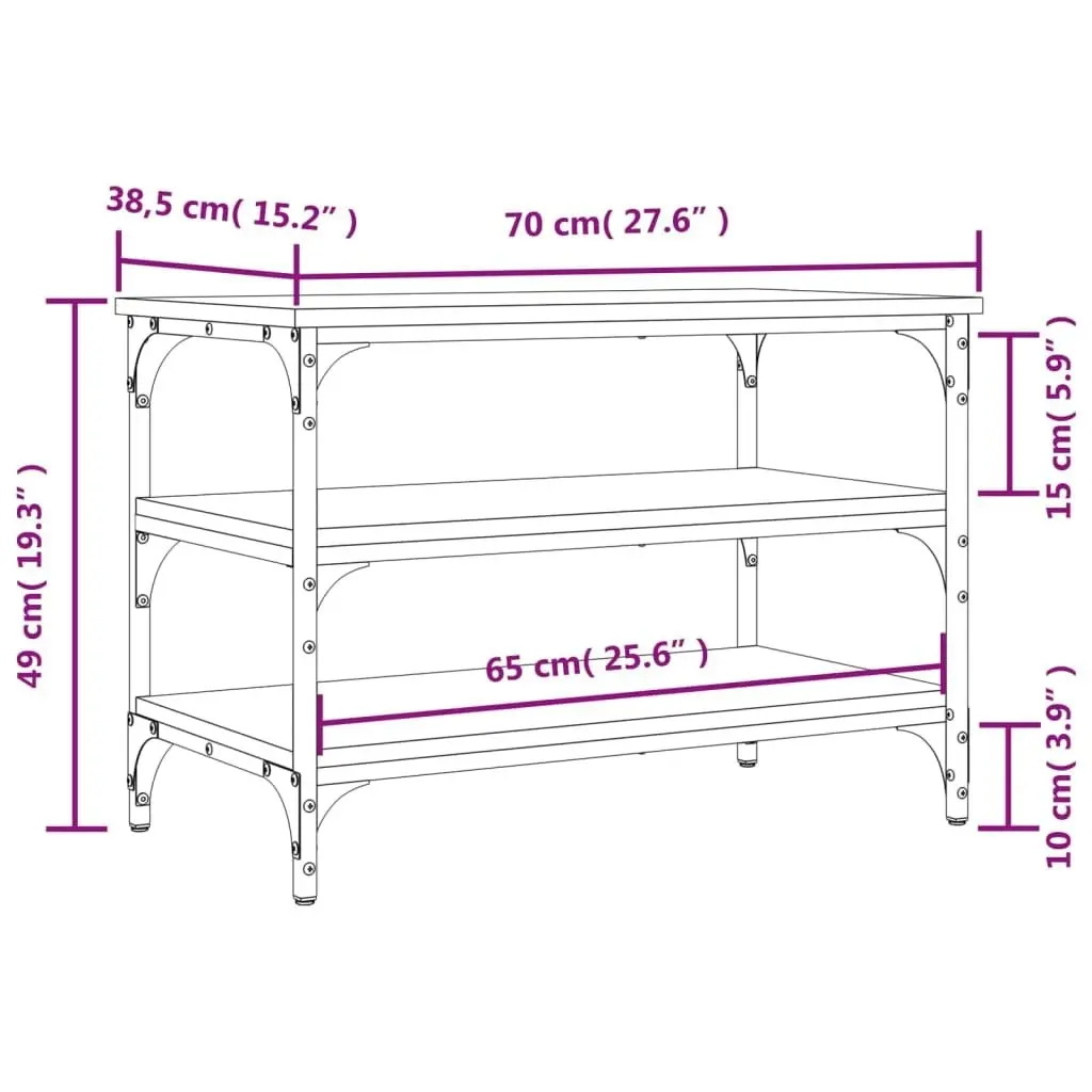 Shoe Bench Black 70x38.5x49 cm Engineered Wood 839038