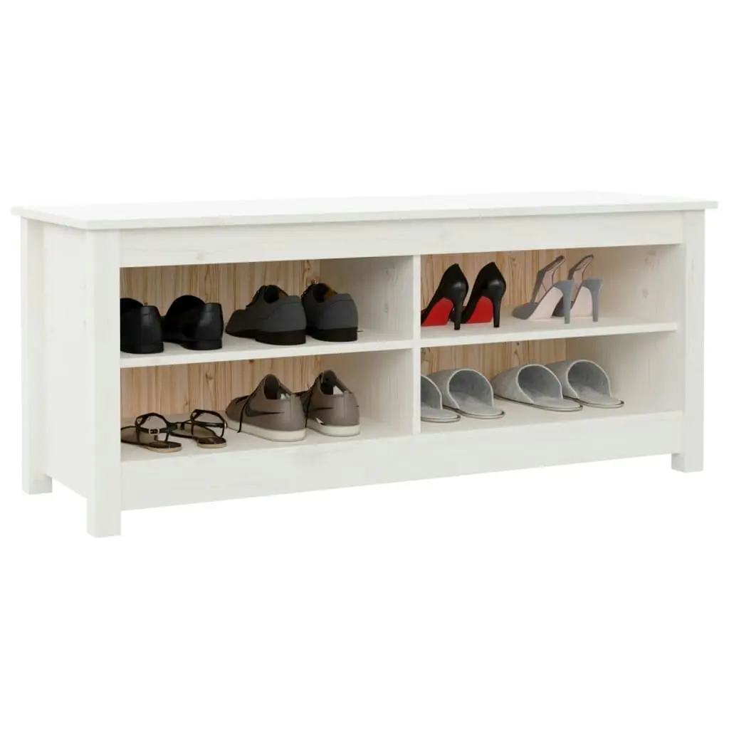 Shoe Bench White 110x38x45.5 cm Solid Wood Pine 813775