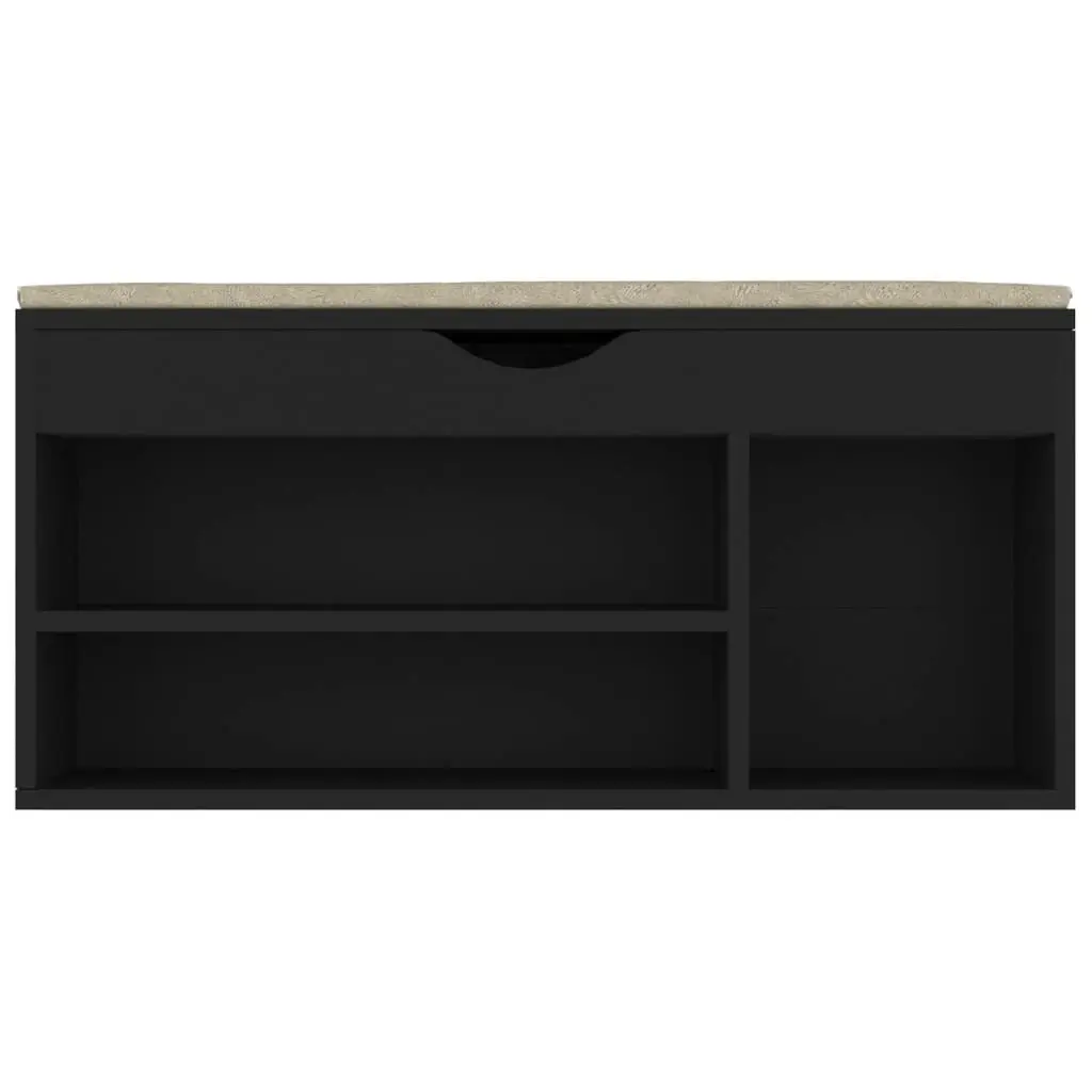 Shoe Bench with Cushion Black 104x30x49 cm Engineered Wood 326751