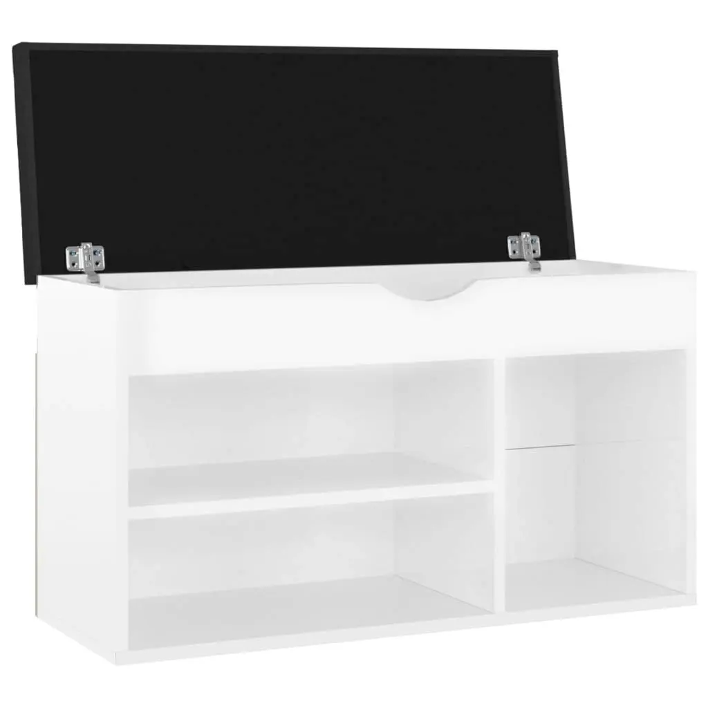 Shoe Bench with Cushion High Gloss White 80x30x47 cm Engineered Wood 326765