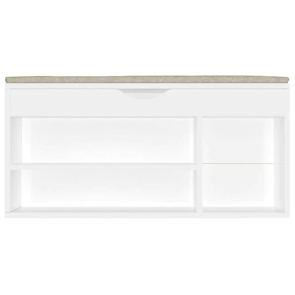 Shoe Bench with Cushion High Gloss White 104x30x49 cm Engineered Wood 326756