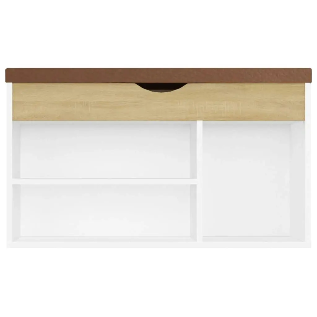 Shoe Bench with Cushion White and Sonoma Oak 80x30x47 cm Engineered Wood 326764