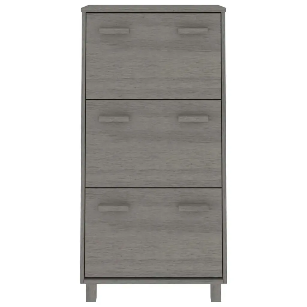 Shoe Cabinet "HAMAR" Light Grey 59.5x35x117 cm Solid Wood Pine 340515