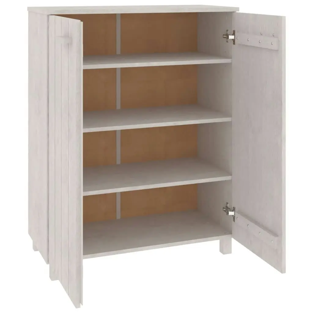 Shoe Cabinet "HAMAR" White 85x40x108 cm Solid Wood Pine 340517