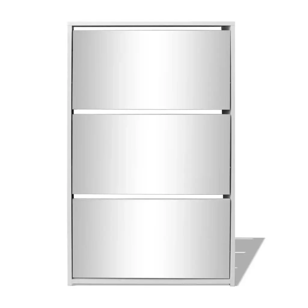 Shoe Cabinet 3-Layer Mirror White 63x17x102.5 cm 243048