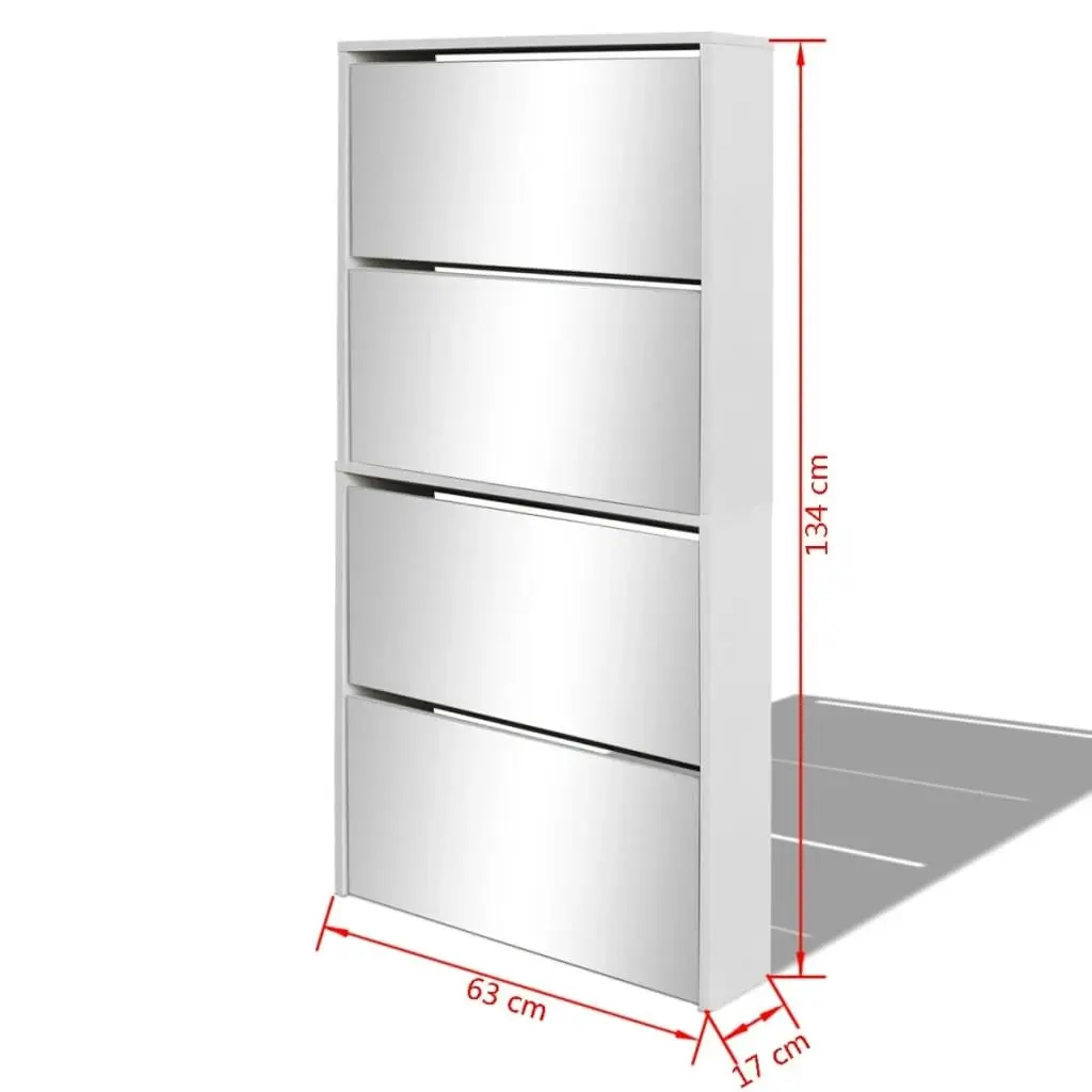 Shoe Cabinet 4-Layer Mirror White 63x17x134 cm 273936