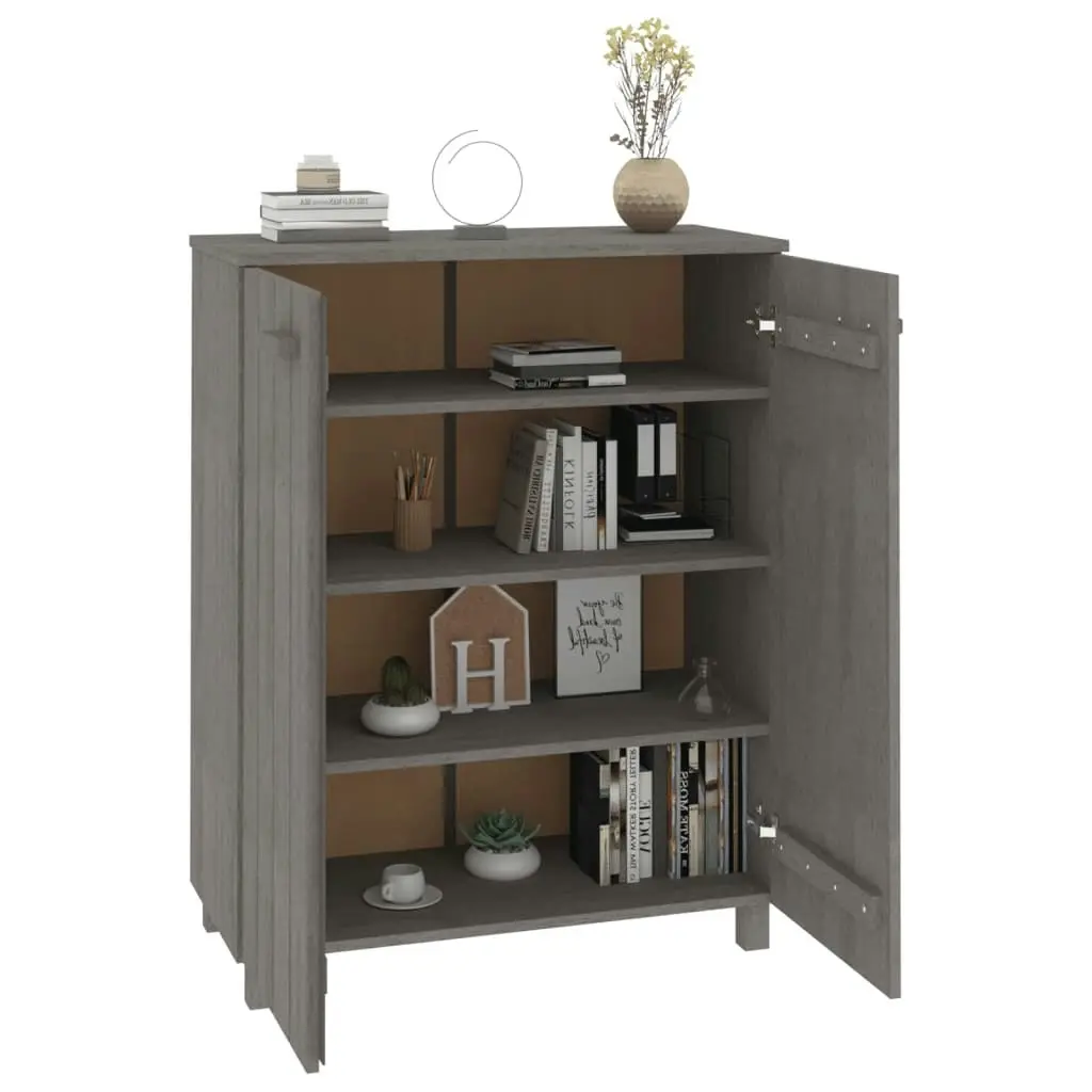 Shoe Cabinet "HAMAR" Light Grey 85x40x108 cm Solid Wood Pine 340519