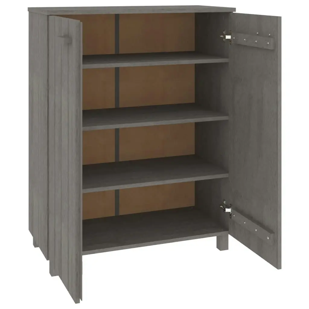 Shoe Cabinet "HAMAR" Light Grey 85x40x108 cm Solid Wood Pine 340519