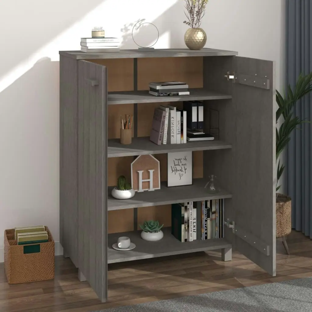 Shoe Cabinet "HAMAR" Light Grey 85x40x108 cm Solid Wood Pine 340519