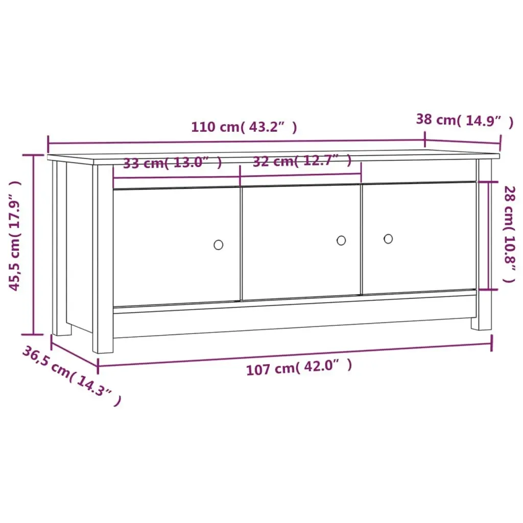 Shoe Cabinet 110x38x45.5 cm Solid Wood Pine 814599