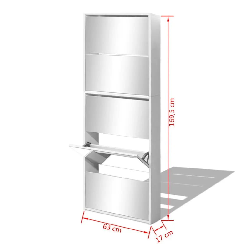 Shoe Cabinet 5-Layer Mirror White 63x17x169.5 cm 273938