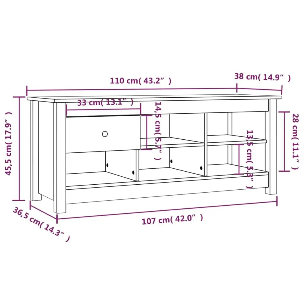 Shoe Cabinet 110x38x45.5 cm Solid Wood Pine 814594