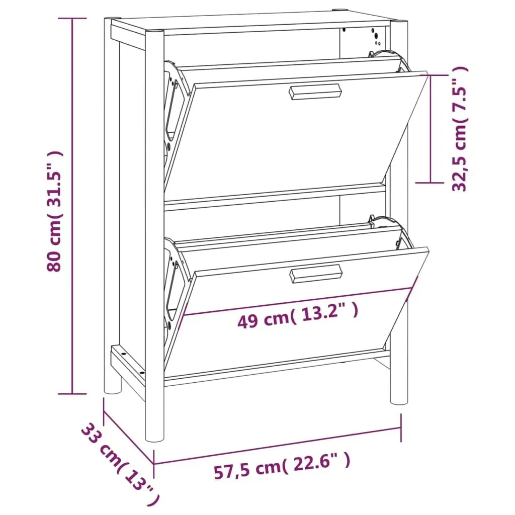 Shoe Cabinet 57.5x33x80 cm Engineered Wood 345686