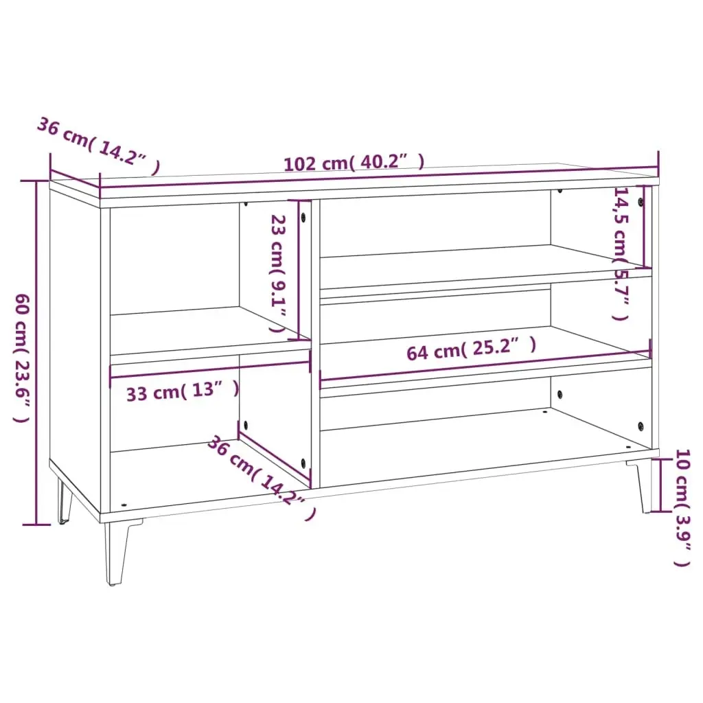 Shoe Cabinet Black 102x36x60 cm Engineered Wood 819749