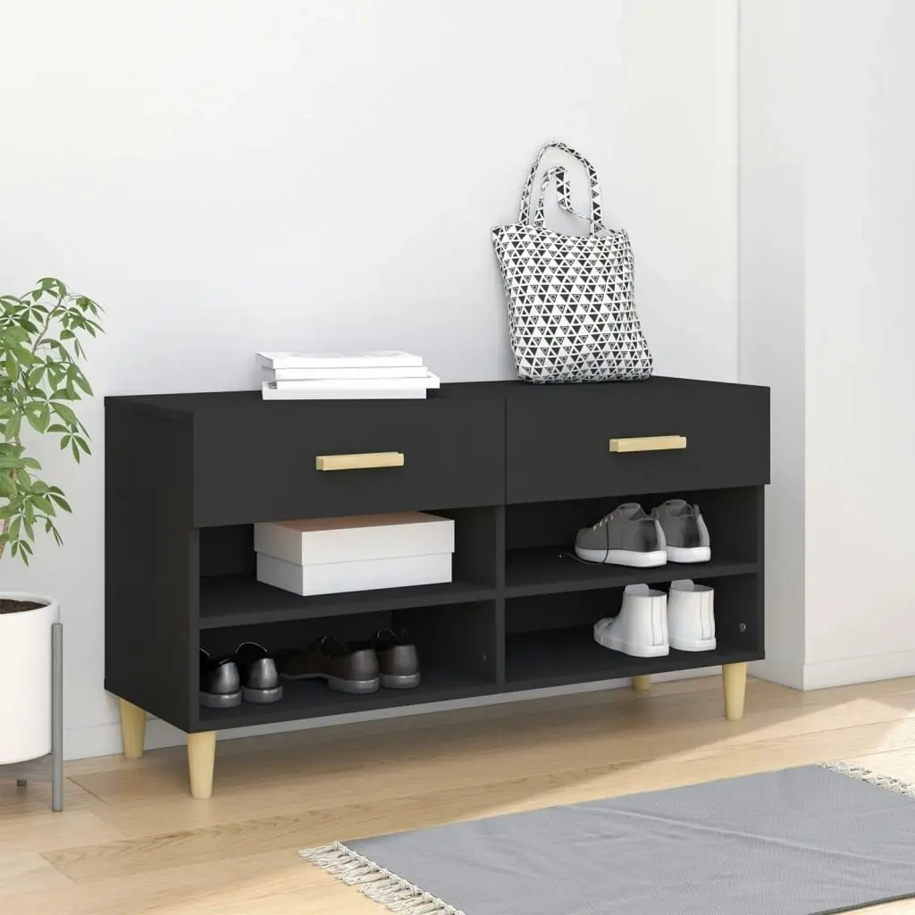 Shoe Cabinet Black 102x35x55 cm Engineered Wood 812817