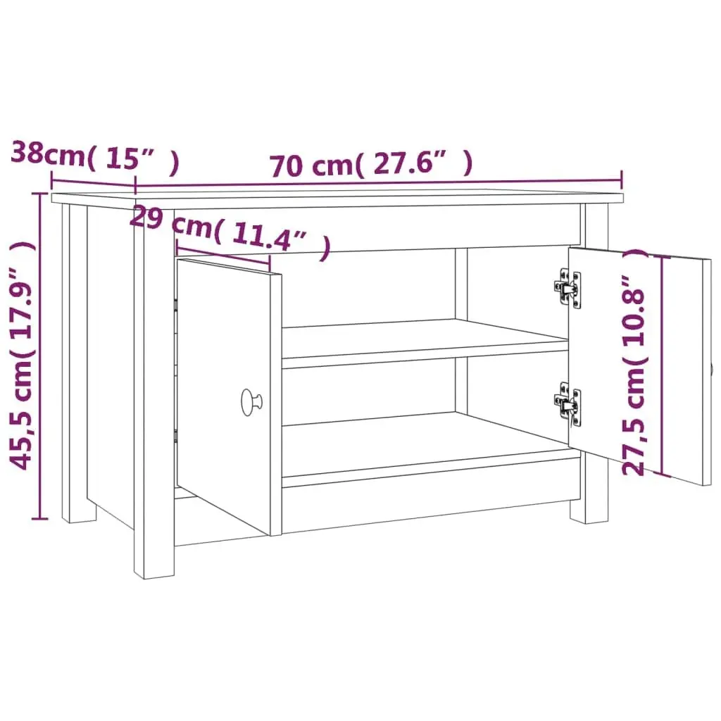 Shoe Cabinet 70x38x45.5 cm Solid Wood Pine 813779