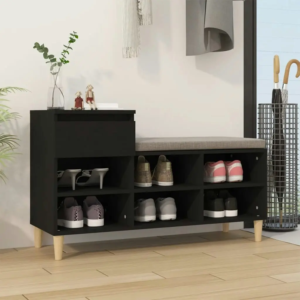 Shoe Cabinet Black 102x36x60 cm Engineered Wood 821205