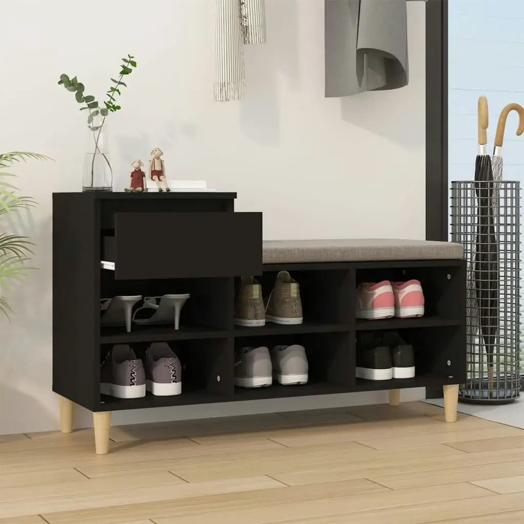 Shoe Cabinet Black 102x36x60 cm Engineered Wood 821205