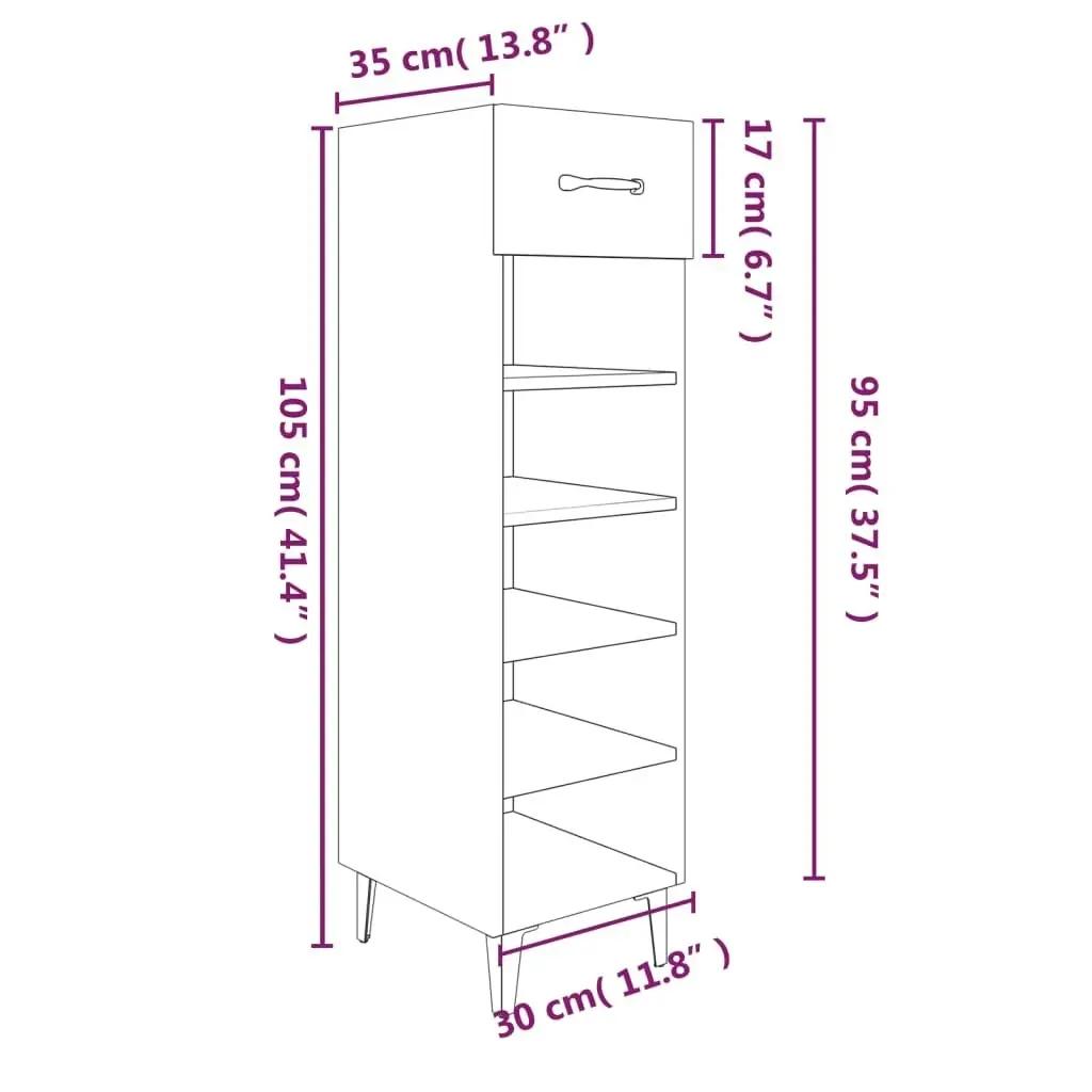 Shoe Cabinet Black 30x35x105 cm Engineered Wood 812808