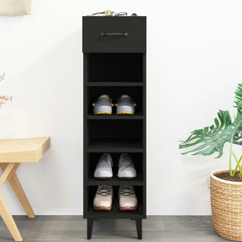 Shoe Cabinet Black 30x35x105 cm Engineered Wood 812808