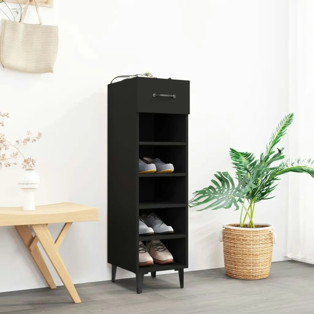 Shoe Cabinet Black 30x35x105 cm Engineered Wood 812808