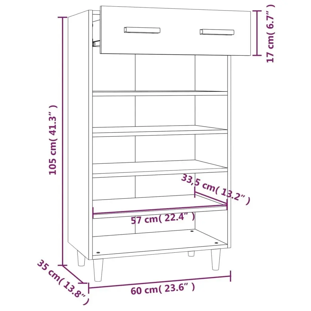 Shoe Cabinet Black 60x35x105 cm Engineered Wood 812781