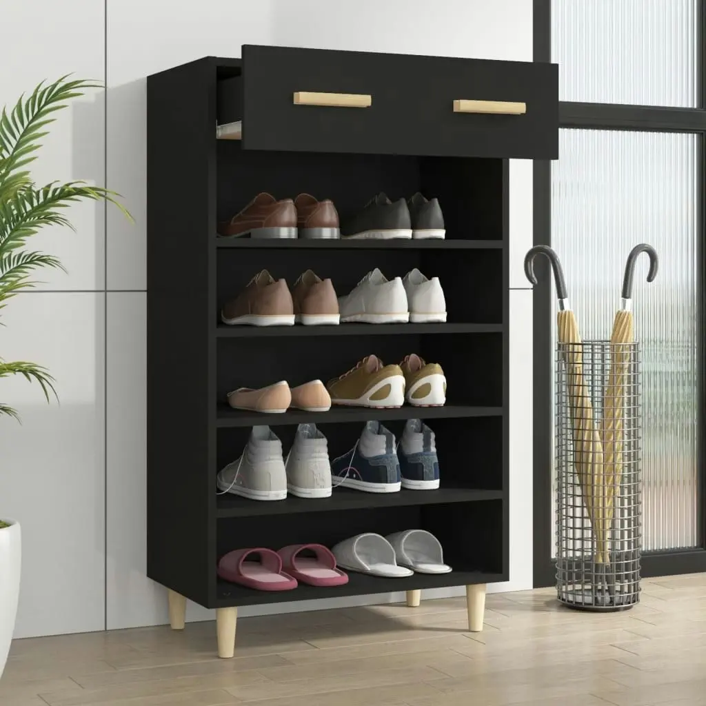 Shoe Cabinet Black 60x35x105 cm Engineered Wood 812781