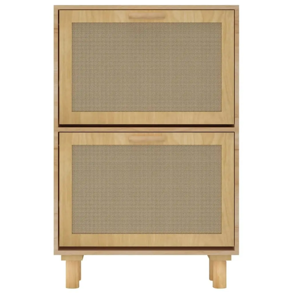 Shoe Cabinet Brown 52x25x80 cm Engineered Wood and Natural Rattan 345647