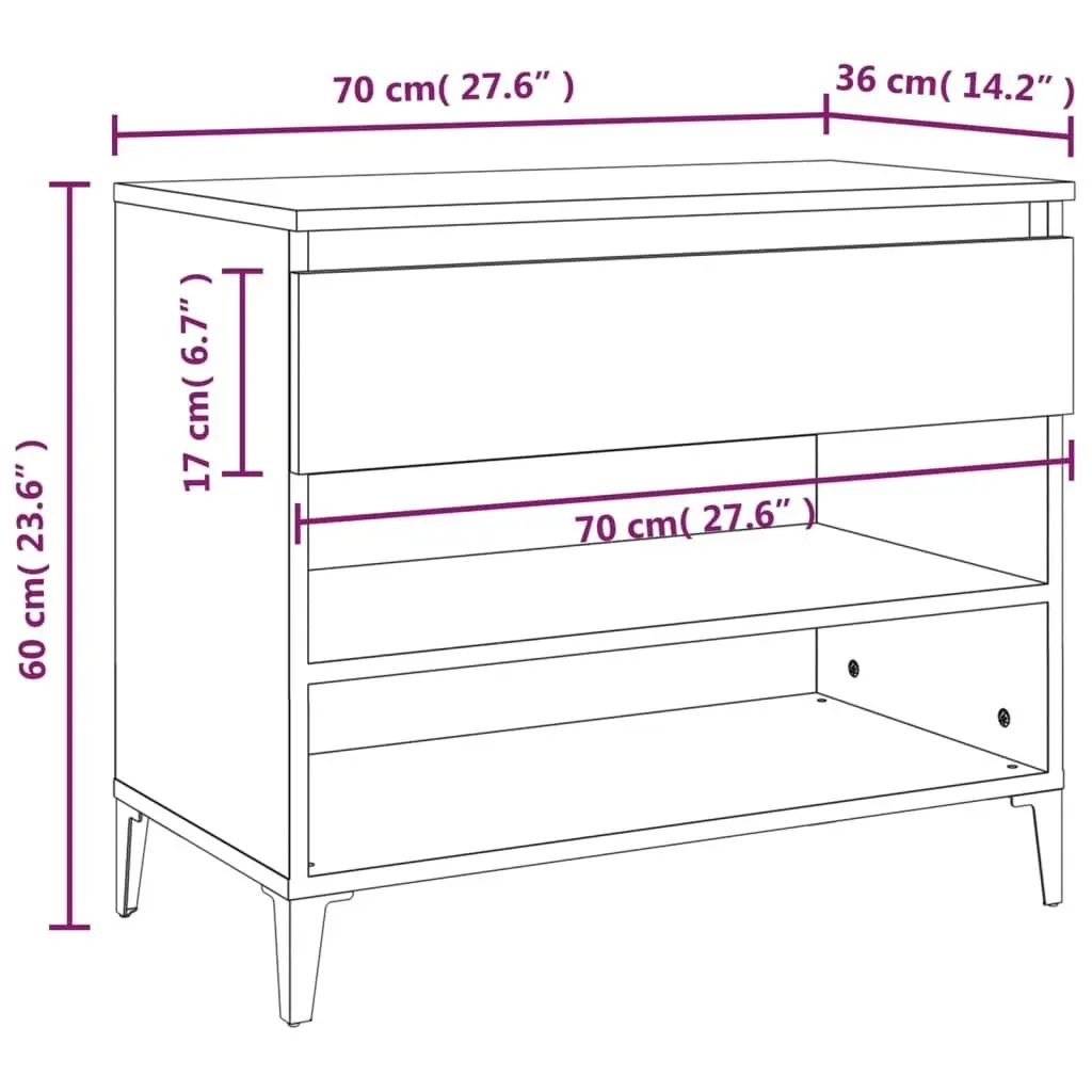 Shoe Cabinet Black 70x36x60 cm Engineered Wood 819765