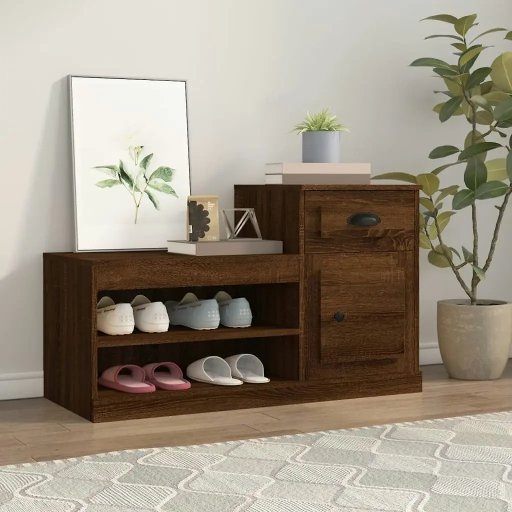 Shoe Cabinet Brown Oak 100x42x60 cm Engineered Wood 816423