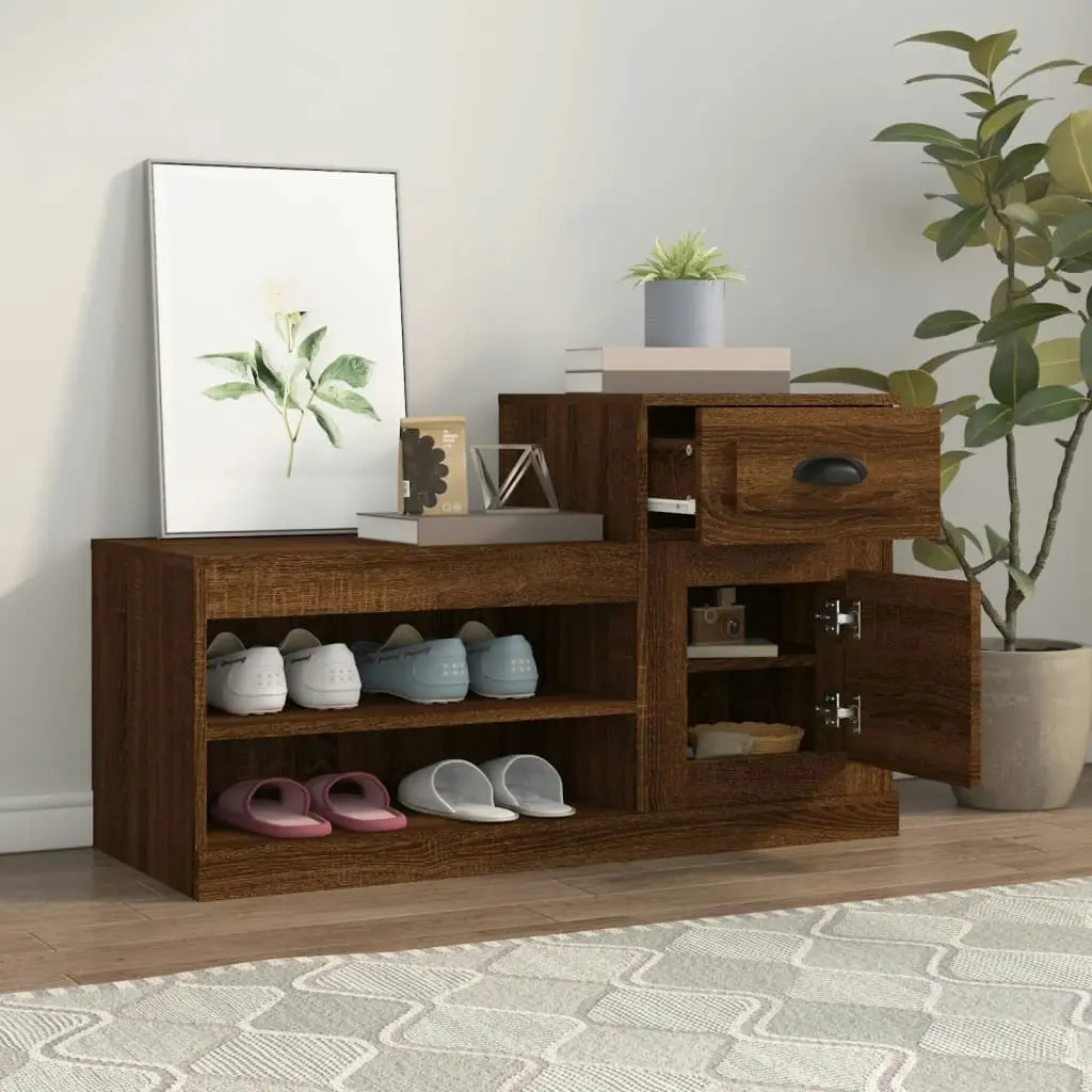 Shoe Cabinet Brown Oak 100x42x60 cm Engineered Wood 816423