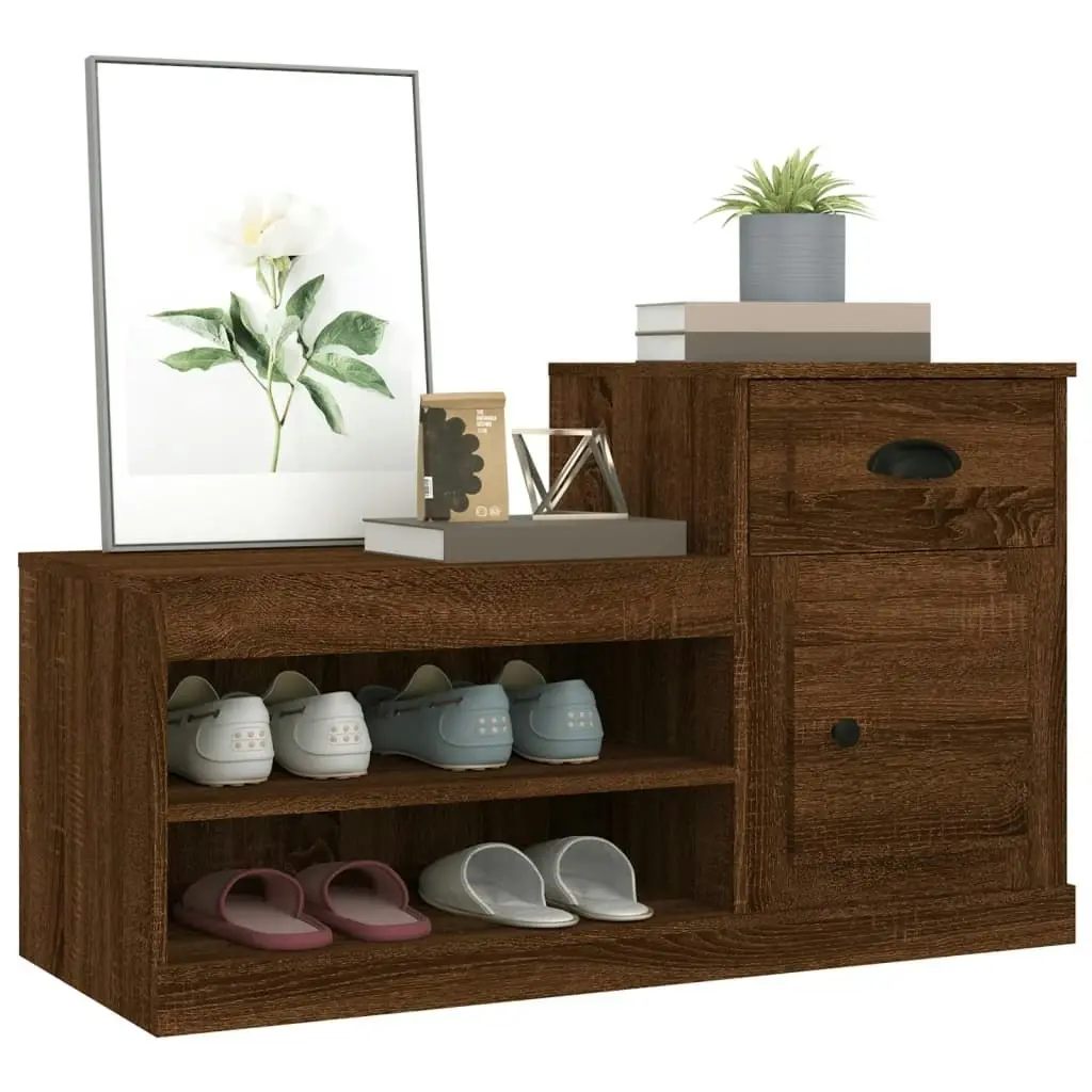 Shoe Cabinet Brown Oak 100x42x60 cm Engineered Wood 816423