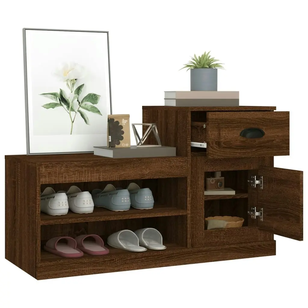 Shoe Cabinet Brown Oak 100x42x60 cm Engineered Wood 816423