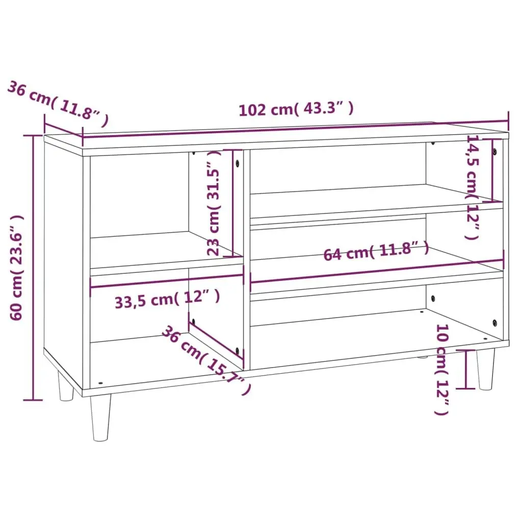 Shoe Cabinet Brown Oak 102x36x60 cm Engineered Wood 819747