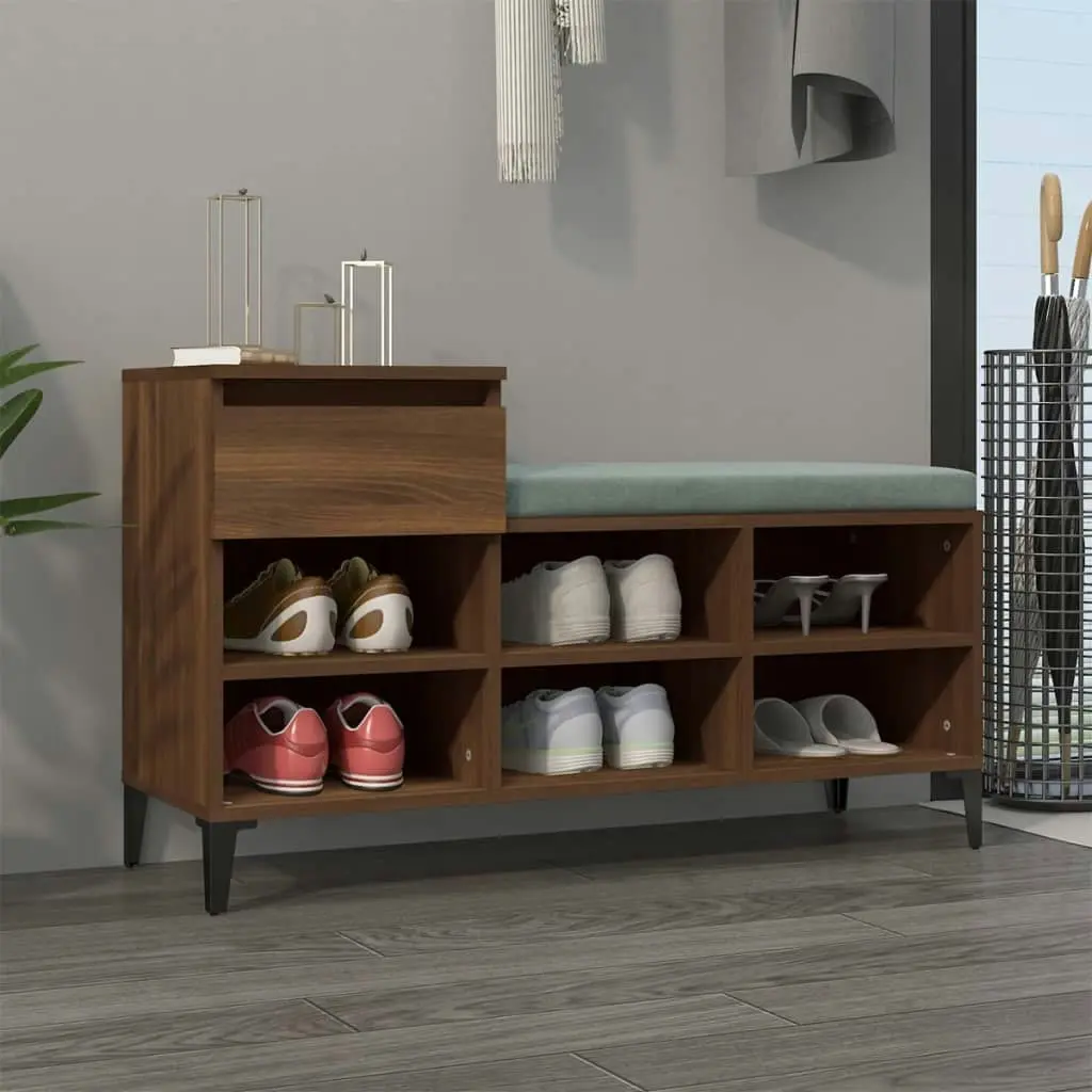 Shoe Cabinet Brown Oak 102x36x60 cm Engineered Wood 821219