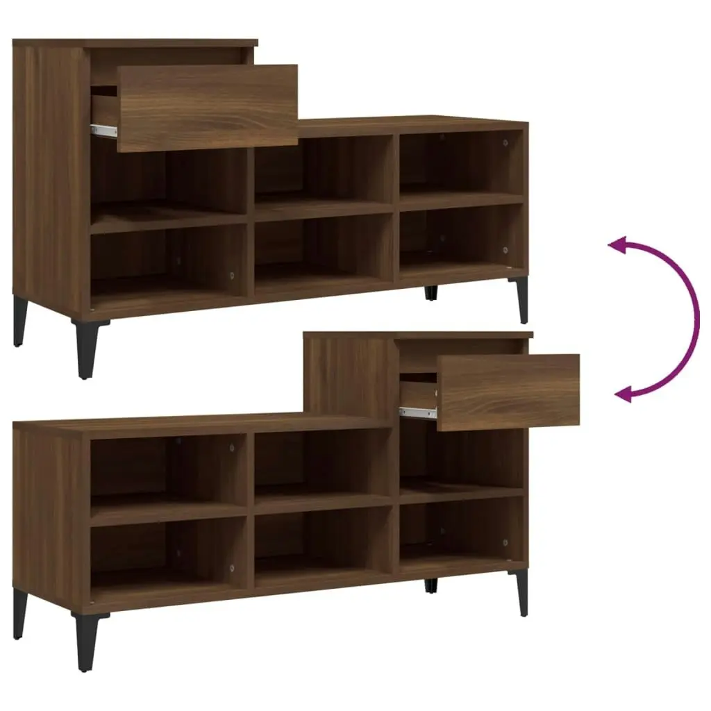 Shoe Cabinet Brown Oak 102x36x60 cm Engineered Wood 821219