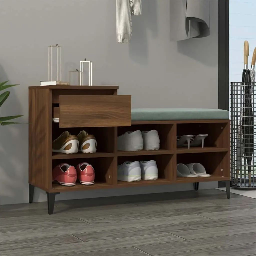 Shoe Cabinet Brown Oak 102x36x60 cm Engineered Wood 821219