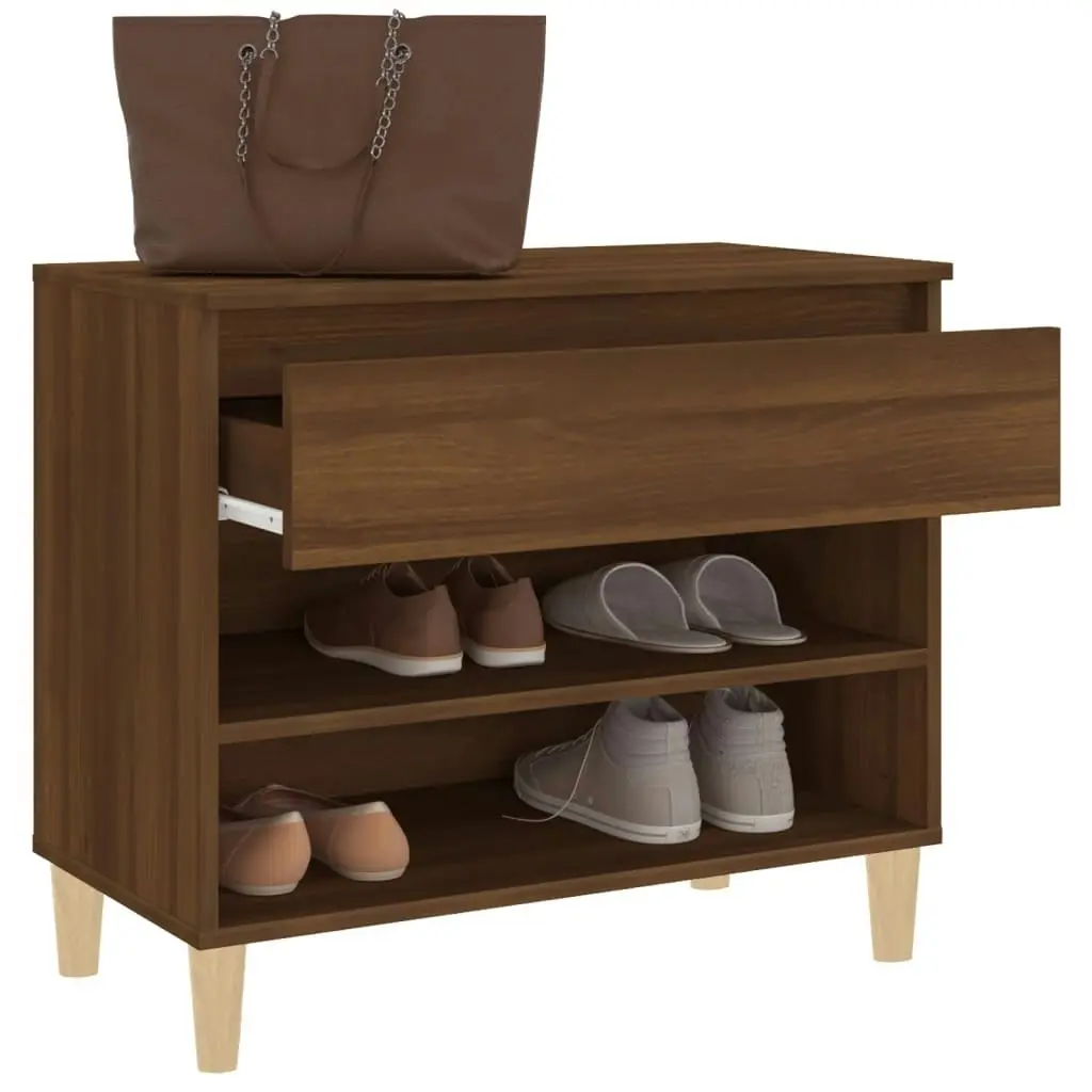 Shoe Cabinet Brown Oak 70x36x60 cm Engineered Wood 819763