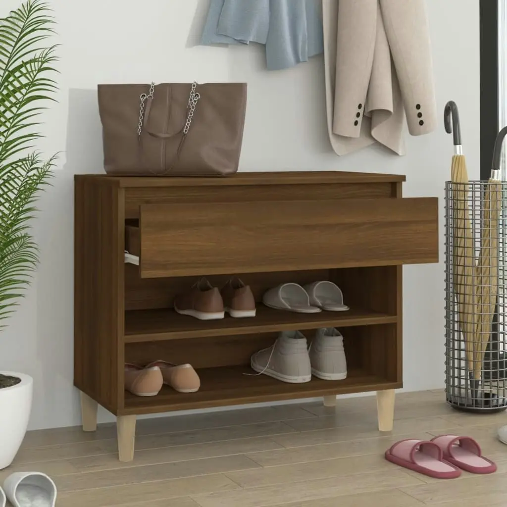 Shoe Cabinet Brown Oak 70x36x60 cm Engineered Wood 819763