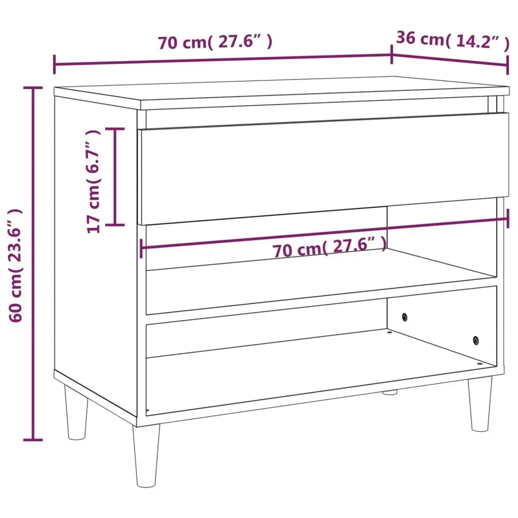 Shoe Cabinet Brown Oak 70x36x60 cm Engineered Wood 819763